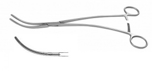 Зажим для аневризмы аорты изогнутый узкий, 280 ммЗажим для аневризмы аорты изогнутый узкий, 280 мм